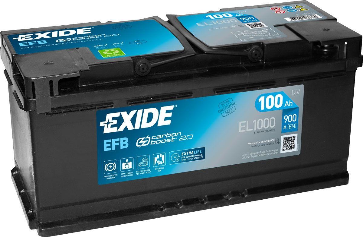 Акумулятор EXIDE START-STOP EFB 100Ah Ев (-/+) (900EN) (д353*ш175*в190) EL1000